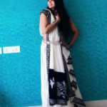 Black and White saree draping style
