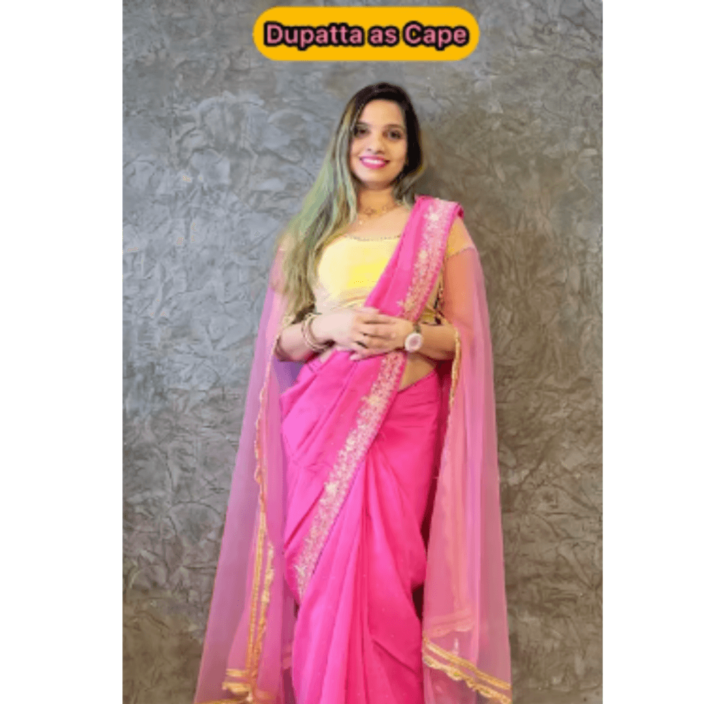 drape dupatta with saree